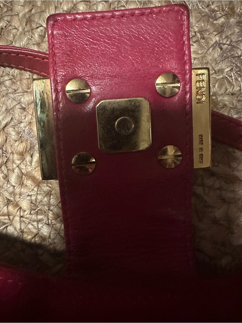 Fendi Pink Suede Mini Baguette Croissant Bag Zucca FF Logo Vintage - Picture 8 of 16